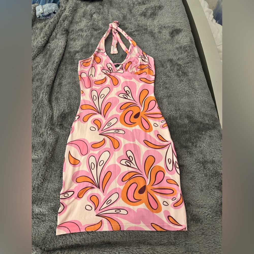 SHEIN Pink and Orange Floral Dress